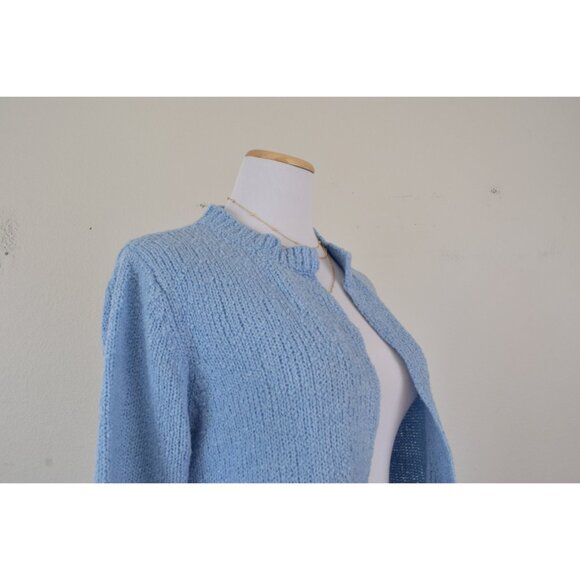 Vintage Powder Blue‎ Granny Sweater | 80s acrylic sweater size S - Picture 4 of 10